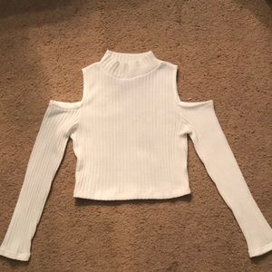 White turtleneck crop top.